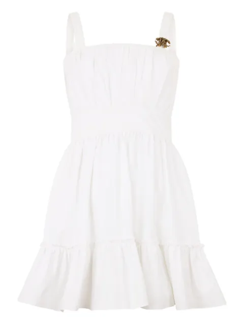 Roberto Cavalli monogram-plaque tiered dress White VKT106CH033