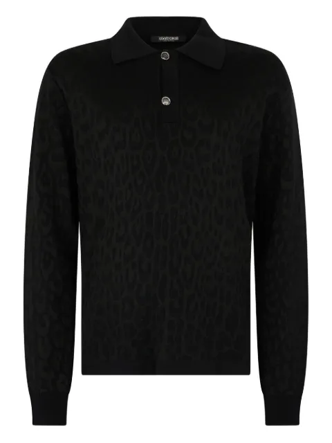 Roberto Cavalli leopard-print polo shirt Black VRM641MQ028