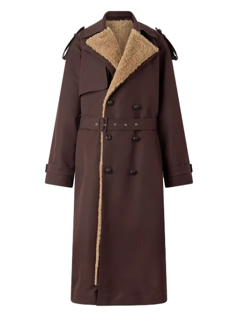 Roberto Cavalli double-breasted shearling-lined trench coat Brown VRT531FN071