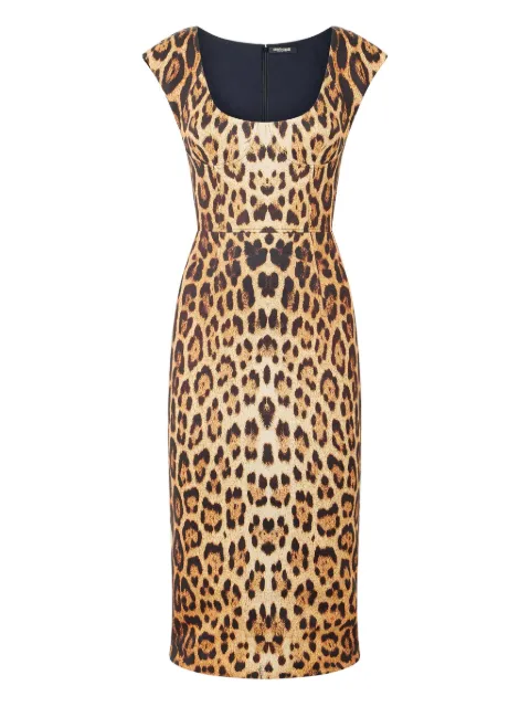 Roberto Cavalli jaguar-print sleeveless dress Brown VKT112JMP73
