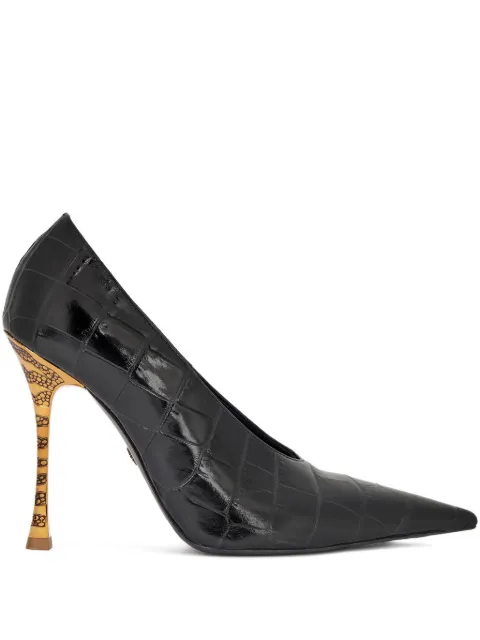 Roberto Cavalli crocodile-effect pointed-toe pumps Black VKS220PZ579