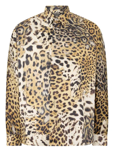 Roberto Cavalli leopard-print shirt Yellow VRT710OZG34