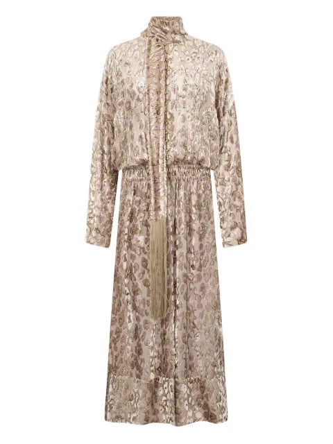 Roberto Cavalli animal-print tassel maxi day dress Pink VQT198FC005