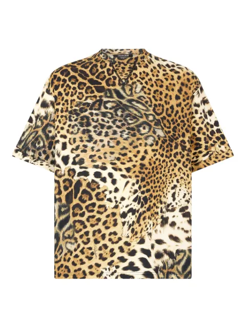 Roberto Cavalli animal-print cotton T-shirt Yellow VRT62B3PH91