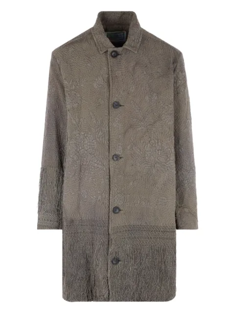 By Walid embroidered-fringe coat Brown 270025MTERRA
