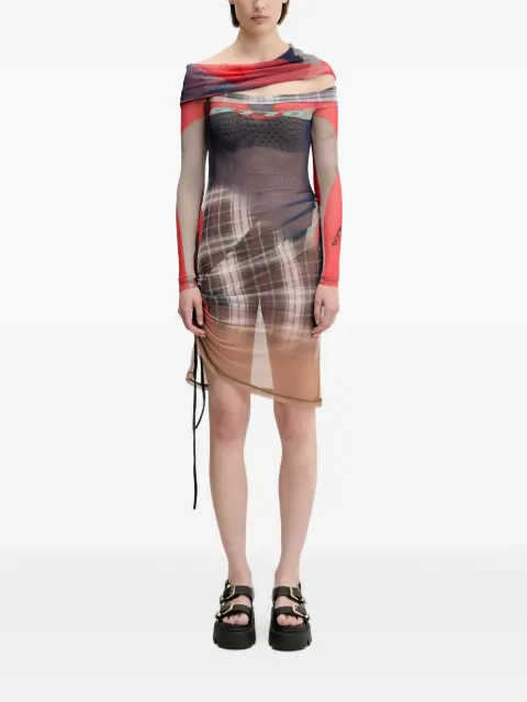 Ottolinger mesh-paneled asymmetical dress Blue 10150150101