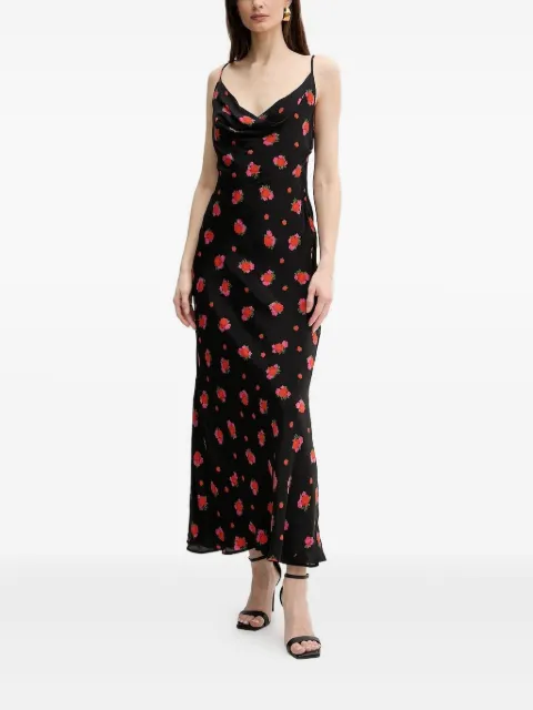 Bardot cowl-neck floral-print midi dress Black 59709DB2