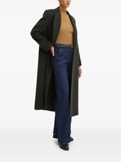 Liviana Conti double-breasted lapel coat Green F4WL60
