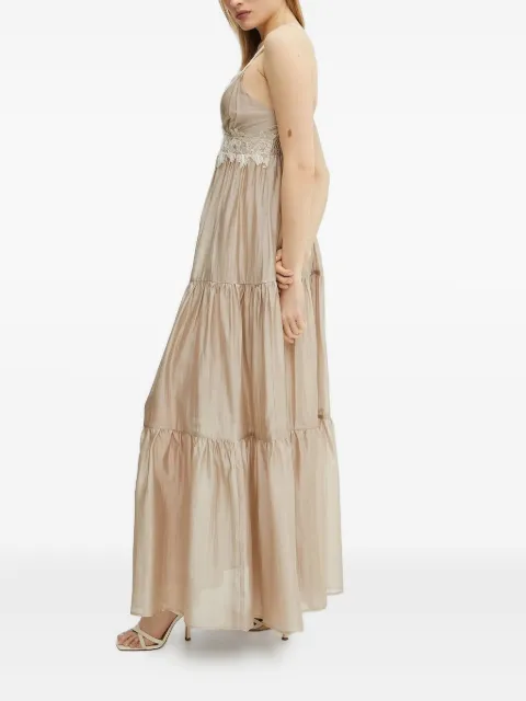 ERMANNO FIRENZE lace-trimmed tiered maxi dress Neutrals 56TQ029ES3