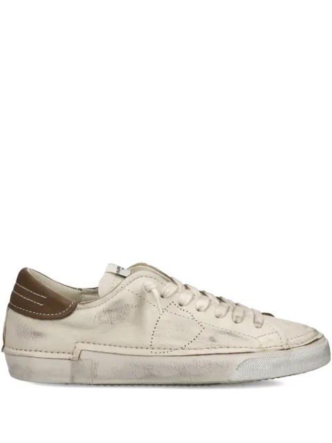 Philippe Model Paris distressed leather low-top sneakers Neutrals PRLUDV01