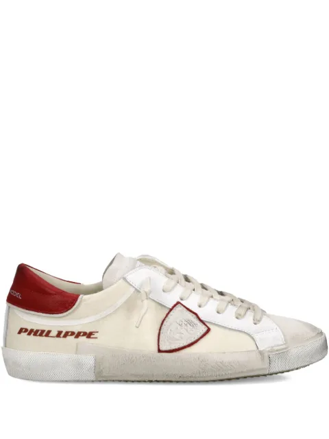 Philippe Model Paris suede-panelled low-top sneakers Neutrals PRLUTS01