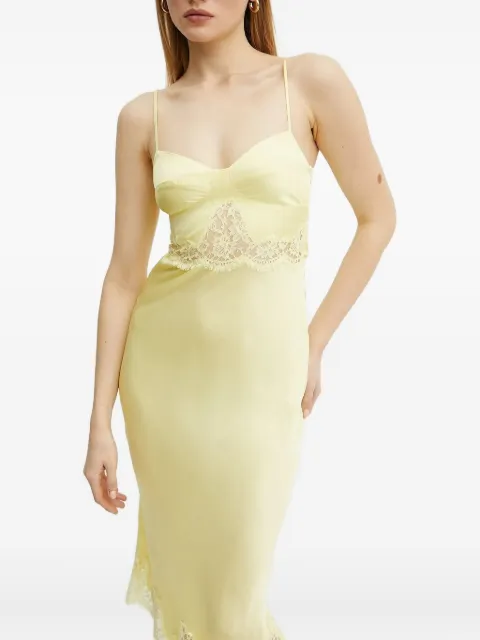 ERMANNO FIRENZE lace-trimmed satin slip midi dress Yellow 56TQ057EL1