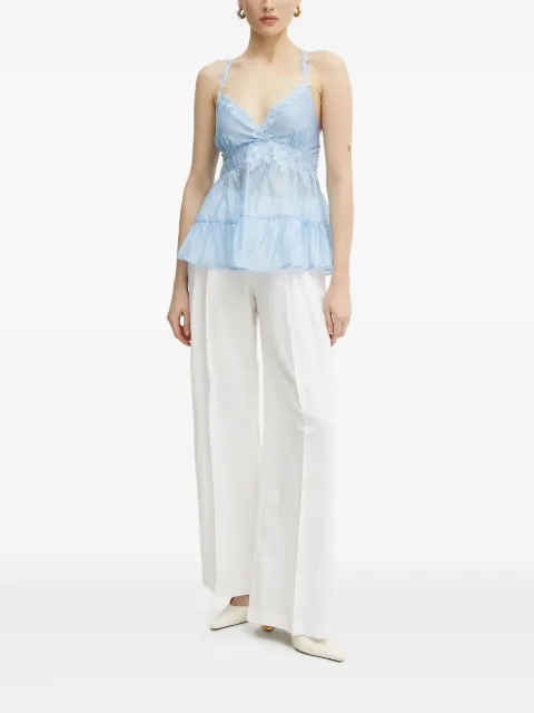 ERMANNO FIRENZE lace-trimmed tiered top Blue 56TL025ES3