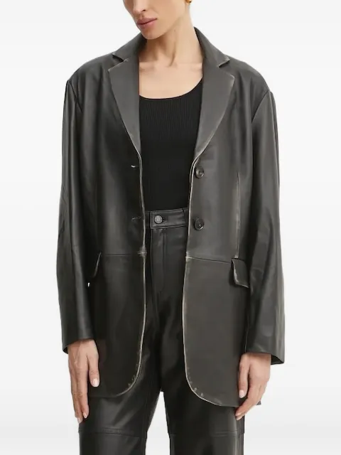Liviana Conti leather single-breasted blazer Black F5SX41
