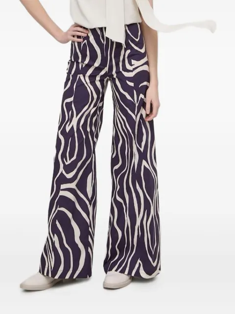 Liviana Conti Kalhoty wave-print trousers Purple L4SU49