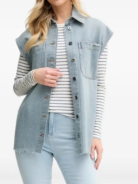 Liviana Conti frayed-details denim vest Blue L5SY50