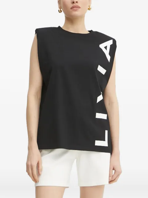 Liviana Conti padded-shoulder logo top Black F5SW60