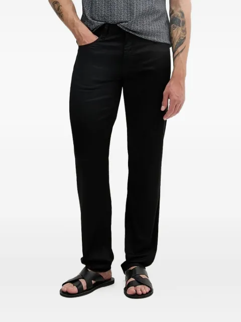Armani Exchange logo-patch straight-leg trousers Black XM000049AF1