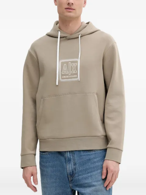 Armani Exchange logo-plaque hoodie Neutrals XM000482AF10818