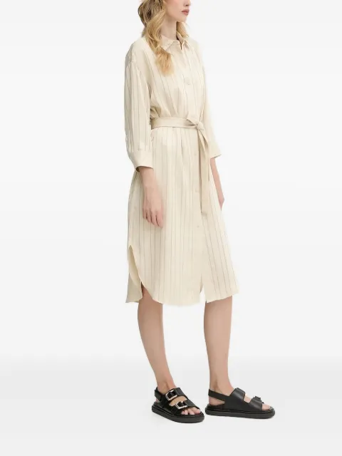 Armani Exchange pinstripe belted shirt midi day dress Neutrals XW000484AF1