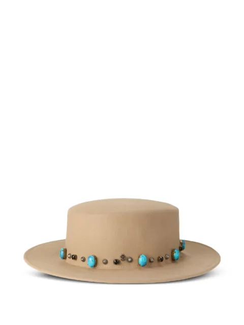 Maison Michel logo-plaque hat Neutrals 1041160001