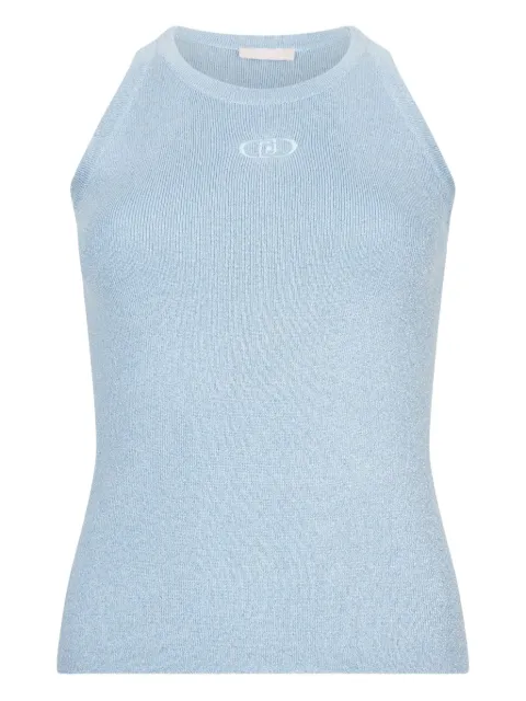 LIU JO ribbed-texture logo top Blue UF5277MA76Q
