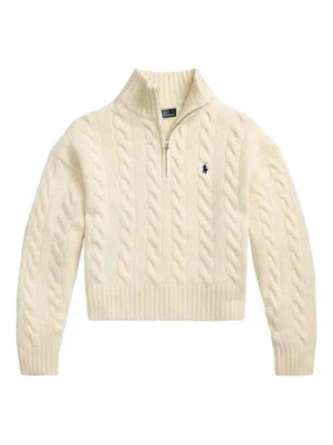 Polo Ralph Lauren cable wool-cashmere half-zip jumper Neutrals 211972130003
