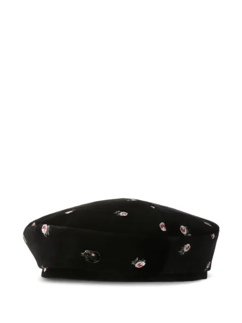 Maison Michel floral-embroidered beret Black 2214101001