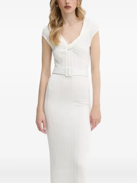 LIU JO twist-front belted midi dress White WA5365MS55N