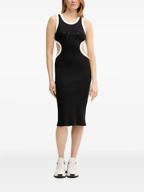 LIU JO cut-out ribbed midi dress Black VA5043J4822