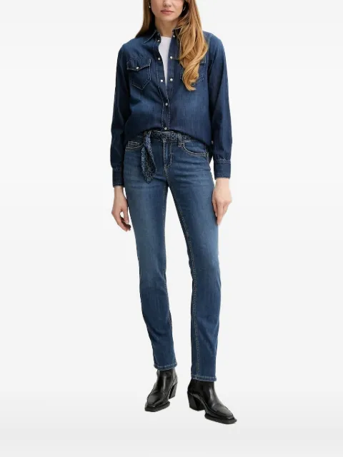 LIU JO embroidered denim shirt Blue UA5238D4851