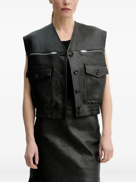 Bally pocket zip-detail leather vest Black WLE06Q