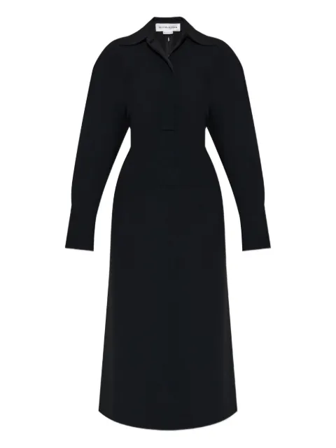 Victoria Beckham spread-collar long-sleeve midi dress Black 1325WDR006598A