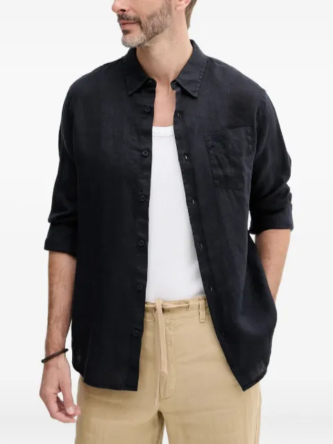 GUESS USA embroidered-pocket linen shirt Black M5GH73WH3J0