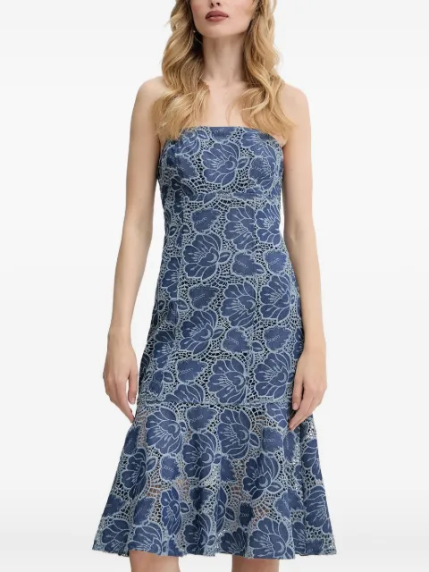 GUESS USA floral-lace strapless dress Blue W5GK0RWGSU0