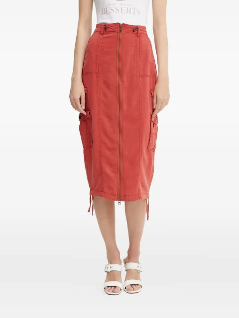 GUESS USA Casey zip-front cargo midi skirt Red W5GD1HWG8N0