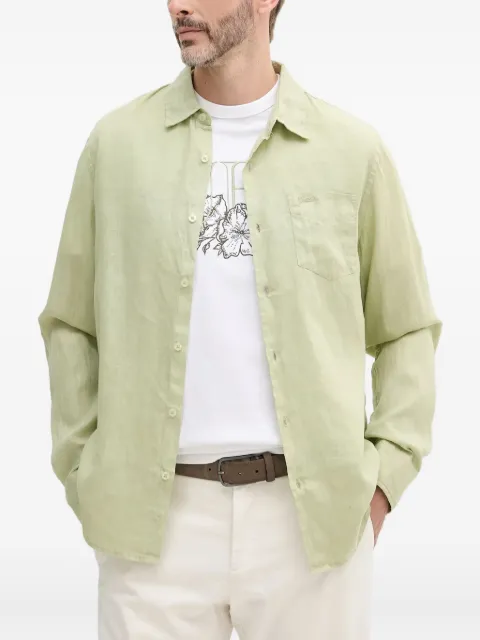 GUESS USA embroidered-logo linen shirt Green M5GH73WH3J0
