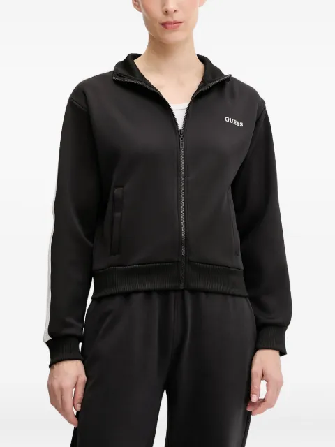 GUESS USA stripe-detail zip-up sweatshirt Black V5GQ18KCRU2