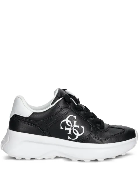 GUESS USA logo-plaque leather sneakers Black FLPLUCELE12
