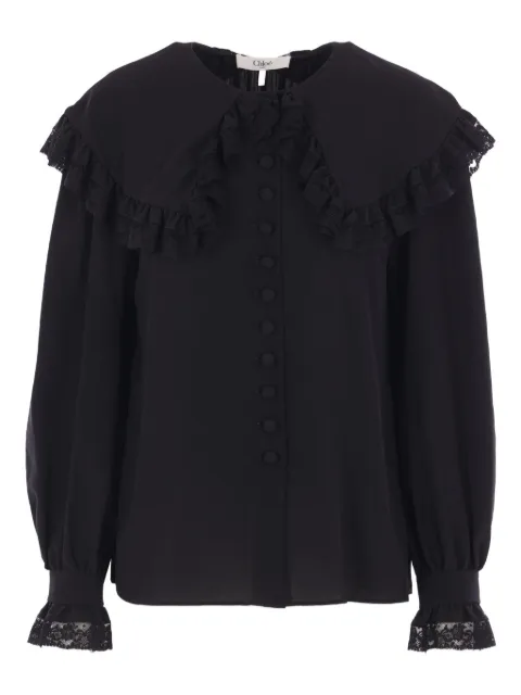 Chloé lace-trimmed ruffled top Black CH25WHT07005