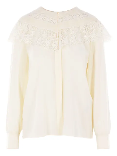 Chloé lace-trimmed silk top White CH25AHT56077