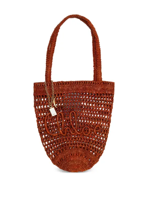 Chloé crochet-detail tote bag Brown CH25AS903P08