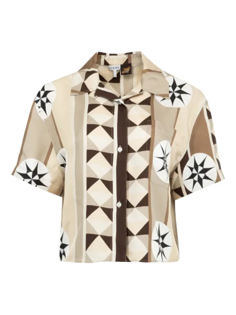 LOEWE geometric-print short-sleeve shirt Brown S616Y05X44