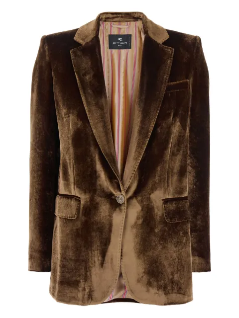 ETRO velvet single-button blazer Brown WRCA004299TCD01
