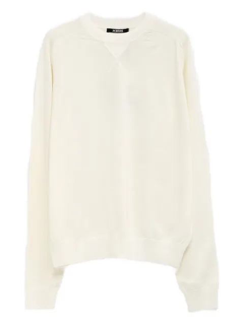 Jacquemus embroidered-detail crew neck jumper Neutrals SWM00614AK00299