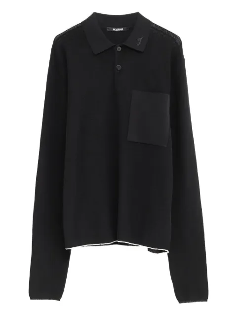Jacquemus Le Polo Tricot long-sleeves polo shirt Black POM00603AK00274