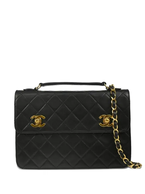 CHANEL Pre-Owned 1990s double CC turn-lock shoulder bag Black 1573403