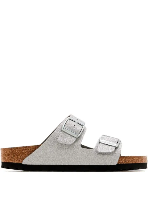 Birkenstock glitter double-buckle flat sandals Silver 1030127