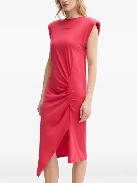 PINKO padded-shoulder side-split midi dress Pink 104614A2HE