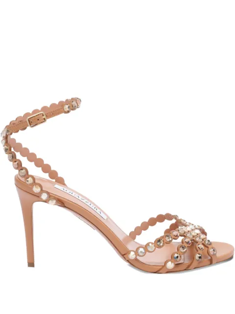 Aquazzura 85mm leather heeled sandals Neutrals TQLMIDS0NAPLTC